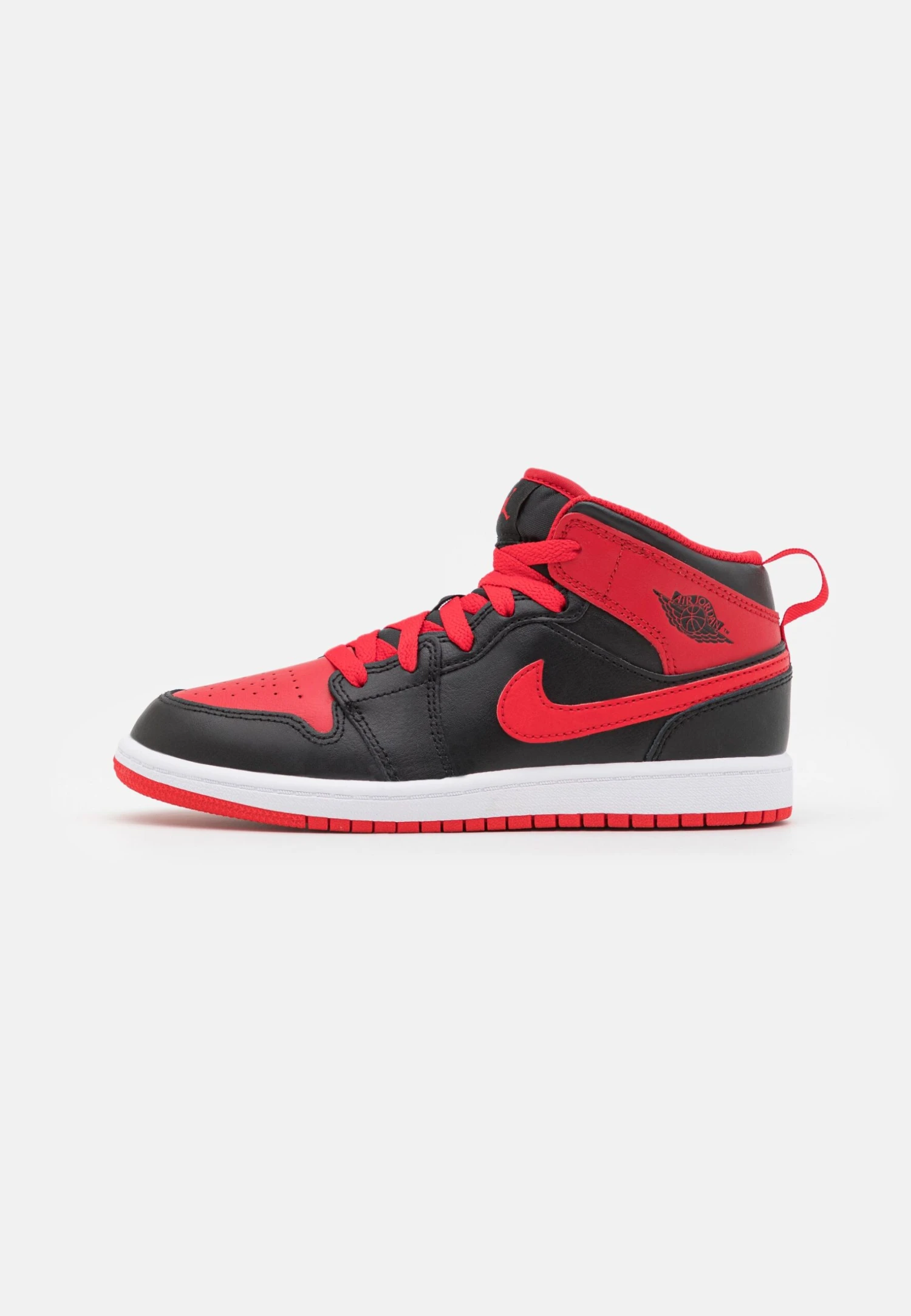 Jordan 1 Mid Unisex - Basketbalschoenen - Black/Fire Red/White 1 Jordan 1 Mid Unisex - Basketbalschoenen - Black/Fire Red/White